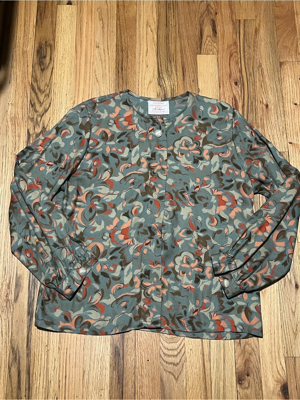 Country Sophisticates Petite by Pendleton Floral Rayon Jacket Blouse Size 14 USA - Picture 2 of 6